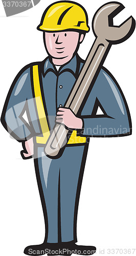 Image of Construction Worker Spanner Isolated Cartoon