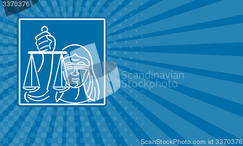 Image of Business card Lady Blindfolded Holding Scales of Justice
