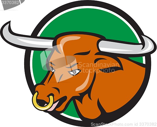 Image of Texas Longhorn Bull Head Circle Cartoon