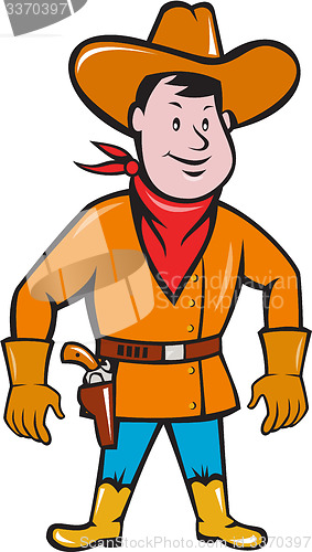 Image of Cowboy Standing Drawing Gun Cartoon