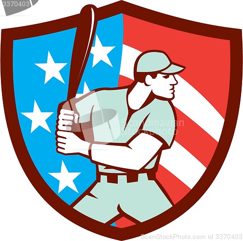 Image of American Baseball Batter Hitter Shield Retro