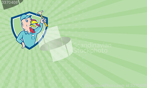 Image of Business card Turkey Builder Hammer Shield Cartoon
