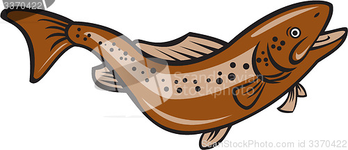 Image of Brown Spotted Trout Jumping Cartoon