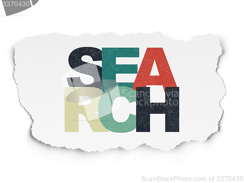 Image of Web development concept: Search on Torn Paper background