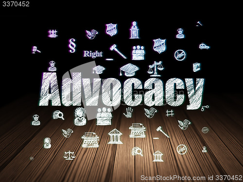 Image of Law concept: Advocacy in grunge dark room