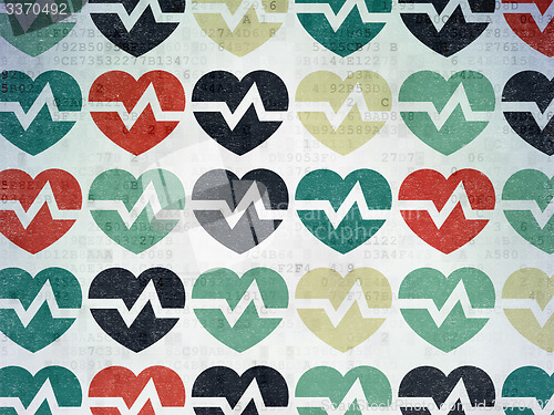 Image of Health concept: Heart icons on Digital Paper background