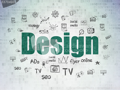 Image of Advertising concept: Design on Digital Paper background