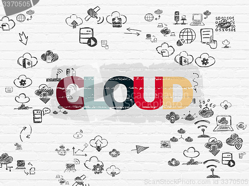 Image of Cloud computing concept: Cloud on wall background