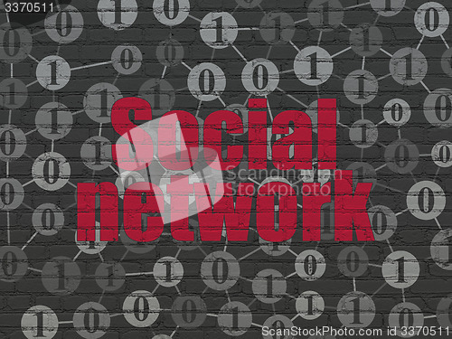 Image of Social media concept: Social Network on wall background
