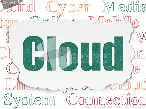 Image of Cloud networking concept: Cloud on Torn Paper background