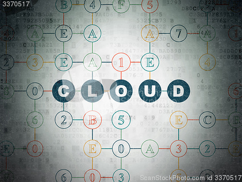 Image of Cloud networking concept: Cloud on Digital Paper background