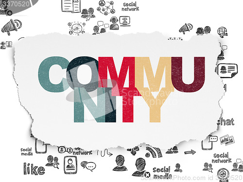 Image of Social media concept: Community on Torn Paper background
