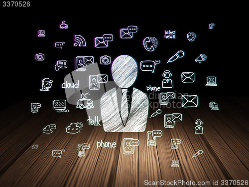 Image of News concept: Business Man in grunge dark room