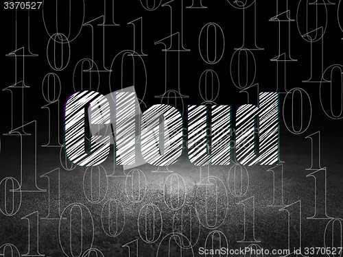 Image of Cloud networking concept: Cloud in grunge dark room