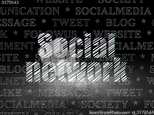 Image of Social network concept: Social Network in grunge dark room