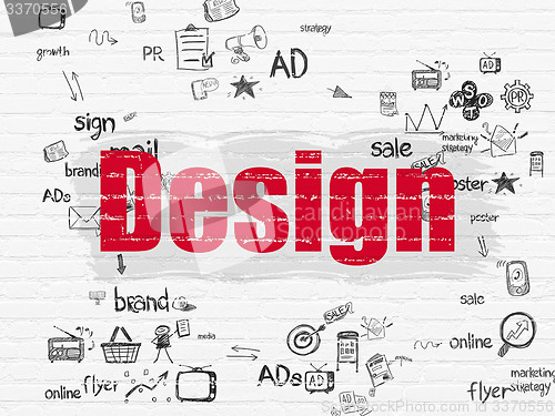 Image of Marketing concept: Design on wall background