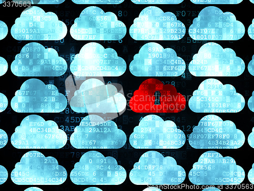 Image of Cloud networking concept: cloud with keyhole icon on Digital background