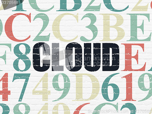Image of Cloud computing concept: Cloud on wall background