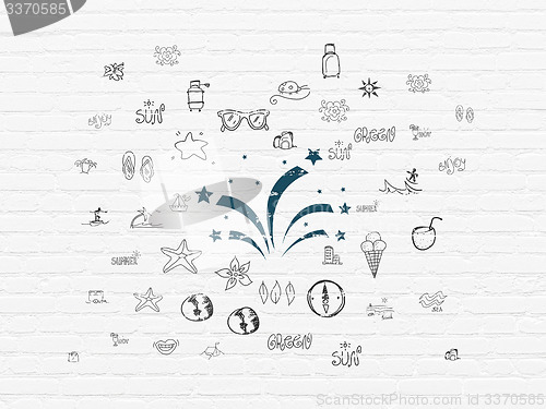 Image of Tourism concept: Fireworks on wall background