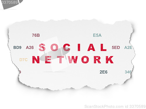 Image of Social media concept: Social Network on Torn Paper background