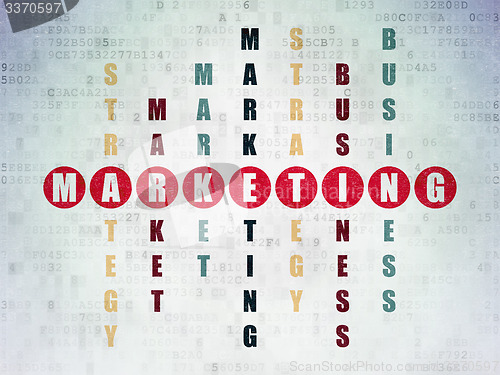 Image of Marketing concept: word Marketing in solving Crossword Puzzle