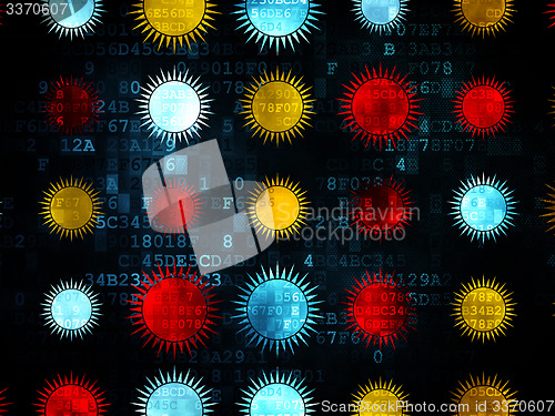 Image of Travel concept: Sun icons on Digital background