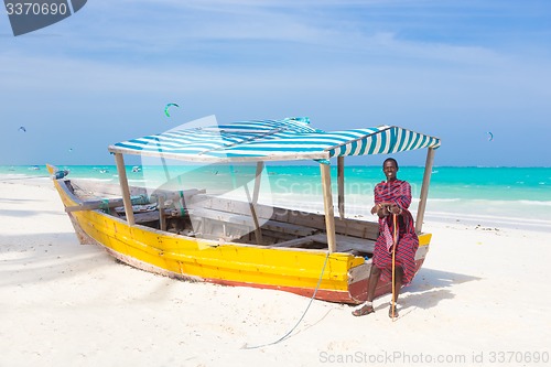 Image of White tropical sandy beach on Zanzibar.