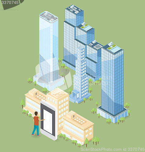 Image of Vector 3d Flat Isometric Office Building