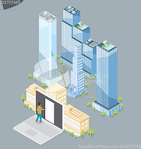 Image of Vector 3d Flat Isometric Office Building