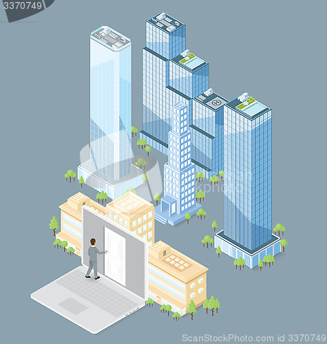 Image of Vector 3d Flat Isometric Office Building