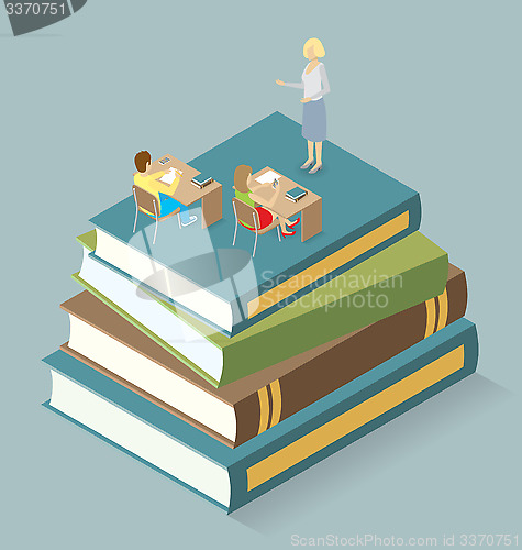 Image of Vector 3d Flat Isometric With Education Concept