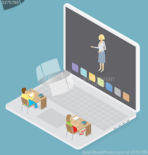 Image of Vector 3d Flat Isometric With Education Concept