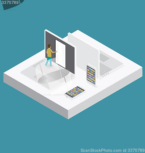 Image of Vector 3d Flat Isometric With Education Concept