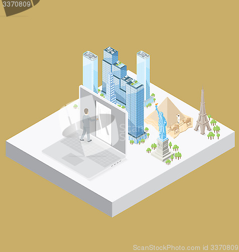Image of Vector 3d Flat Isometric With Internet Concept
