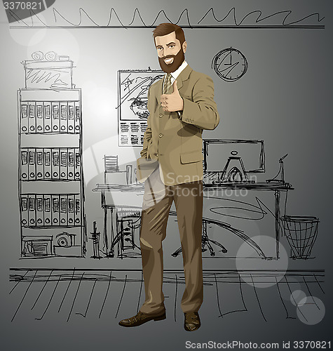 Image of Vector Business Man With Beard Shows Well Done