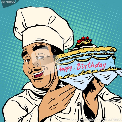 Image of Pastry chef with birthday cake