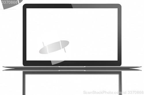 Image of Silver Laptop with blank white screen