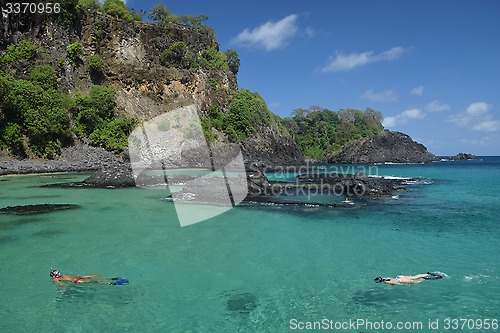 Image of Diving in a crystalline sea beach in Fernando de Noronha,Brazil