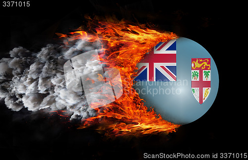 Image of Flag with a trail of fire and smoke - Fiji