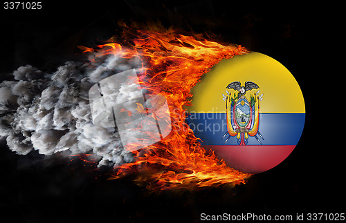 Image of Flag with a trail of fire and smoke - Ecuador