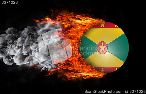 Image of Flag with a trail of fire and smoke - Grenada