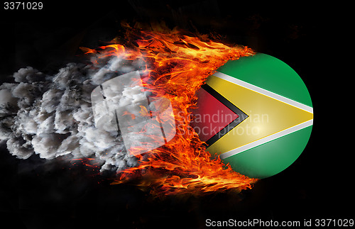 Image of Flag with a trail of fire and smoke - Guyana