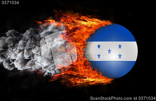 Image of Flag with a trail of fire and smoke - Honduras