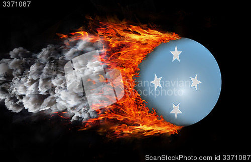 Image of Flag with a trail of fire and smoke - Micronesia