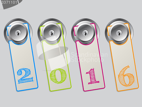 Image of Cool door hangers with 2016 text