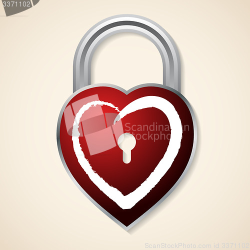 Image of Red heart shaped padlock