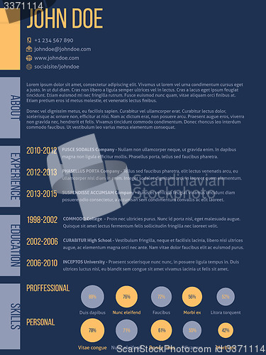 Image of Simplistic cv resume template in dark blue