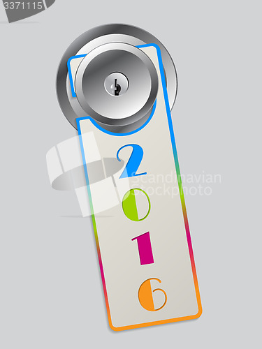 Image of Rainbow color door hanger with 2016 text