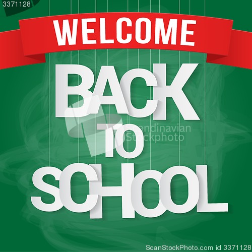 Image of Back to school poster with paper text on chalkboard. Vector illustration