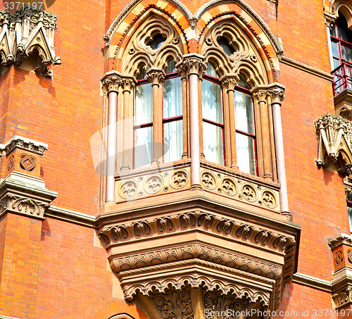 Image of old architecture in london england windows and brick exterior wa